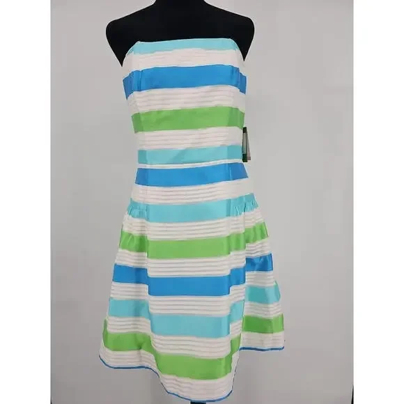 Lilly Pulitzer Jordan Multi Corded Organza Stripe Strapless Dress 8 NWT $288 - Picture 3 of 9